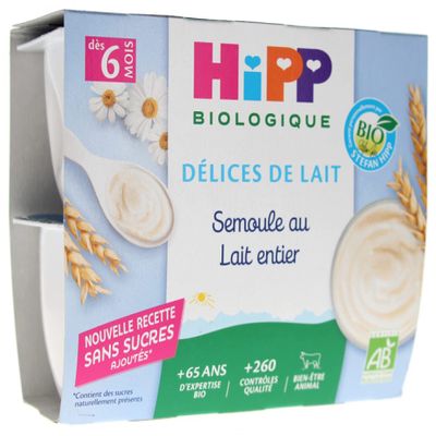 HiPP Delights of Semolina Milk with Vanilla from 6 Months Organic 4 Cups