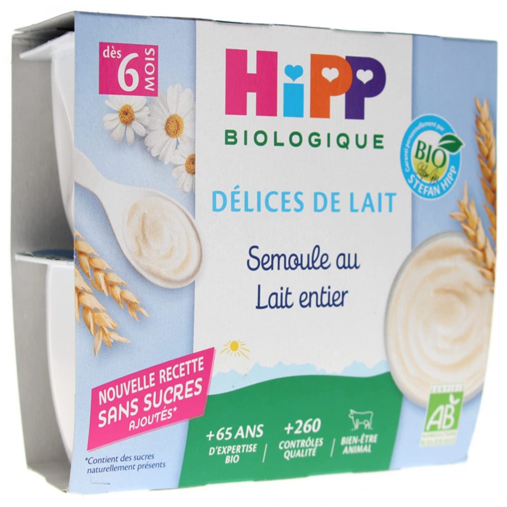 HiPP Delights of Semolina Milk with Vanilla from 6 Months Organic 4 Cups