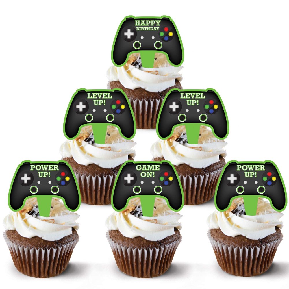 Video Game Controller Cake Topper 48 Count,Gamer Cake Topper Decoration,Game Controller Cupcake Toppers Design,Game Controller Cake Topper Theme By Pretty Cute Studios