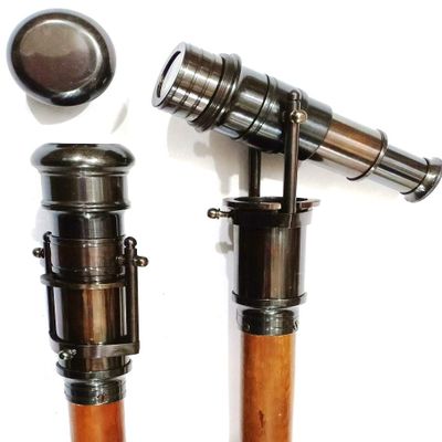 Nautical Replica Hub Vintage walking stick collectors telescope wooden walk cane ornament