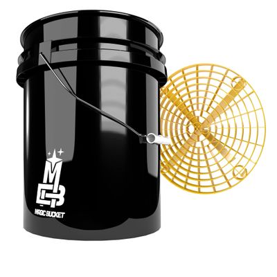 Detailmate GritGuard Professional Wash Bucket Set 5 GAL (Approx. 20 Litres) / Gamma Seal Bucket Lid / Insert / Washboard Yellow without Lid