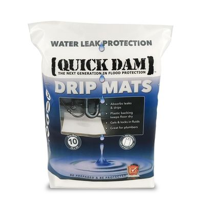 Quick Dam WUBM-10 Absorbent Drip Mats, White, 10 Pack