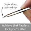 Zizzili Basics Elite Series Pointed Tweezers - Sharp Precision Tips + Surgical Grade Stainless Steel Tweezer for Professional Eyebrow and Facial Hair Removal view 4