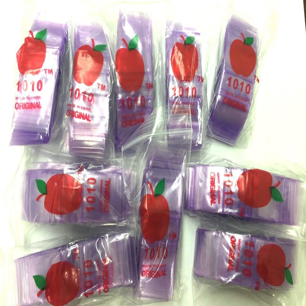 1010 (1"X1") Purple Color Apple Brand Bags Mini Resealable Baggies, Case of 1,000