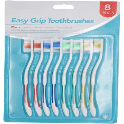 DentaGlo Easy Grip Toothbrushes Assorted Colours - Pack of 8