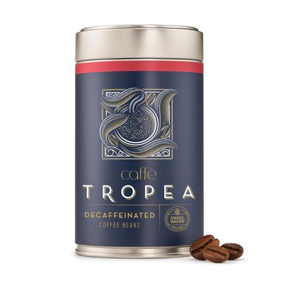 Caff Tropea Roasted Swiss Water Decaf Coffee Beans - Medium Roast - Smooth and Sweet Decaffeinated Whole Coffee Beans - 227 g Tin - 100% Arabica