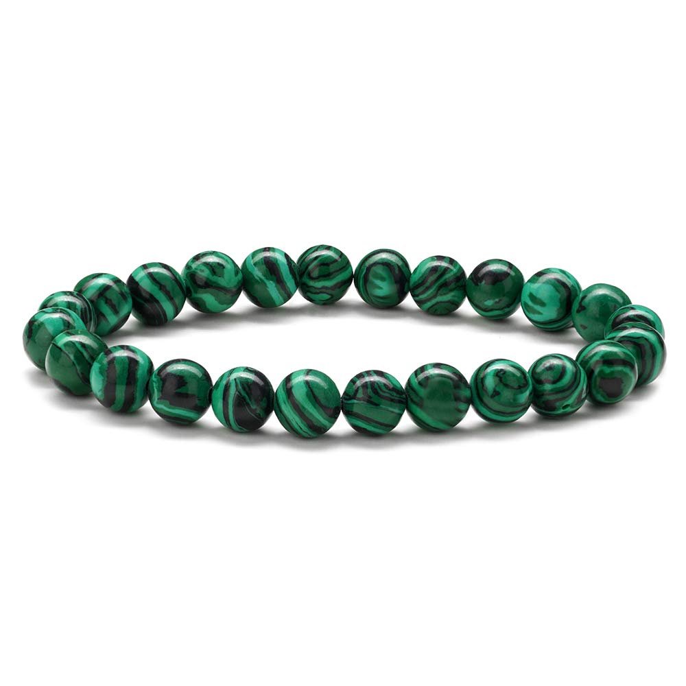 M MOOHAM Malachite Mens Bracelet Gifts - Natural Green Malachite Stone Womens Anxiety Healing Bracelets, Elastic Malachite Stone Bracelet Wedding Gifts Bridal Shower Gifts Bridesmaid Gifts