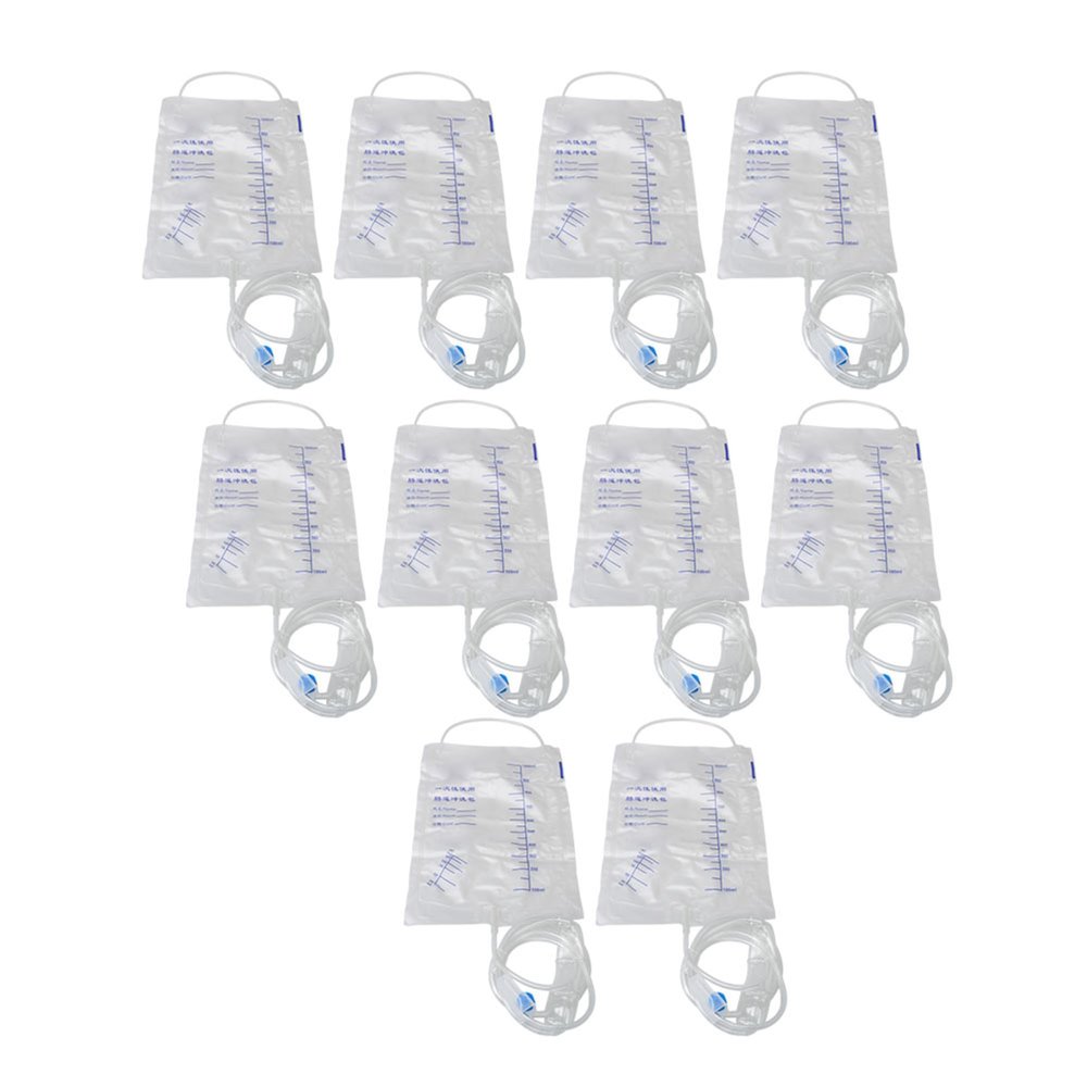 1000ml Clear Disposable Coffee Cleanse Detox Bags Silicone Bag Set with Tube Hose for Women and Men Pack of 10