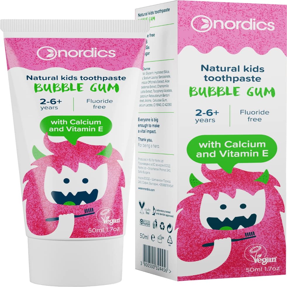 nordics Toothpaste for children from 2-6 years 50 ml with chewing gum flavour