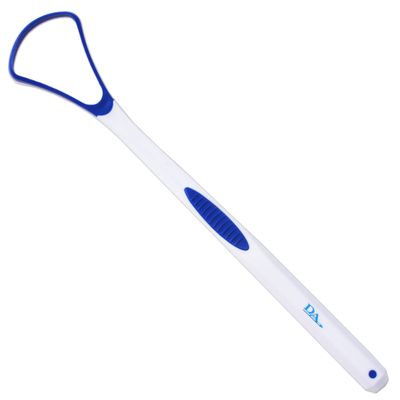 1 Silicone Tongue Scraper ~ Soft & Gentle Silicone Head (Blue)