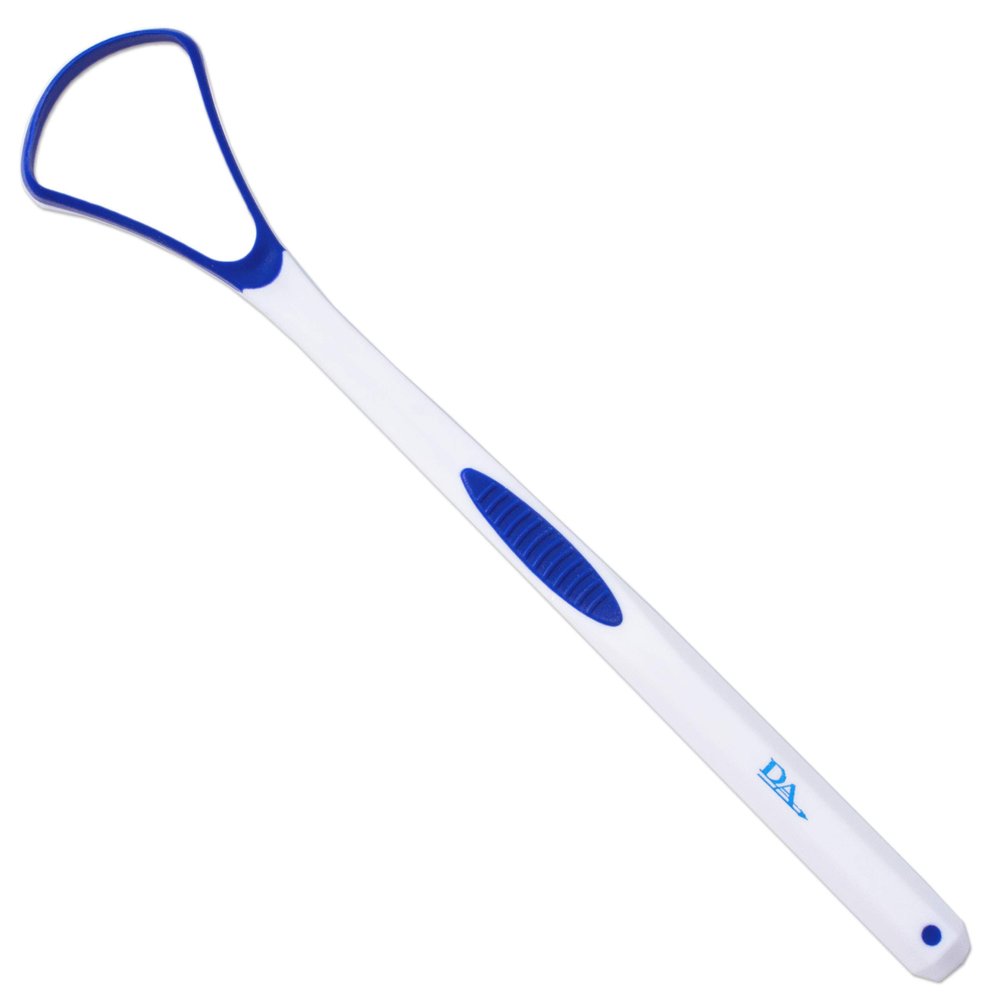 1 Silicone Tongue Scraper ~ Soft & Gentle Silicone Head (Blue)