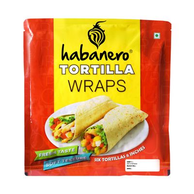 Habanero Tortilla Wraps 8 Inches O| Fresh Taste & Soft Texture l Best for Burrito, Wraps, Tacos, Samosas, Shawarmas and Rolls l Ready to Eat Healthy Food in 60 Seconds l On the Go l Enjoy our tortilla