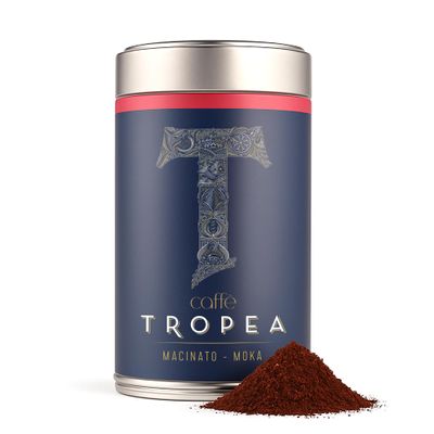 Caff Tropea Ground Coffee for Moka Pot - Medium to Dark Roast Italian Espresso Coffee Ground - Robusta & Arabica Strong - 227g Tin Moka Grind