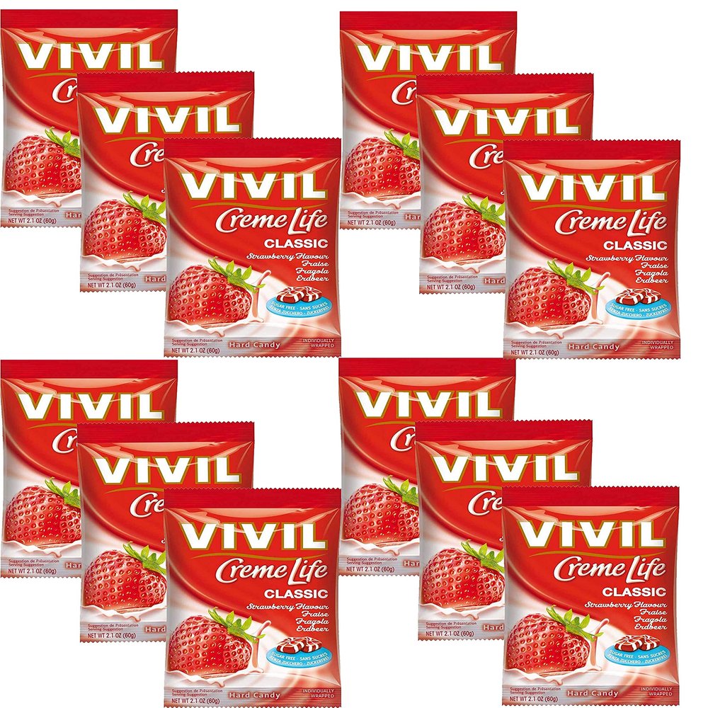 Vivil Sugar Free Sweets Strawberry Creme (12 Packs)