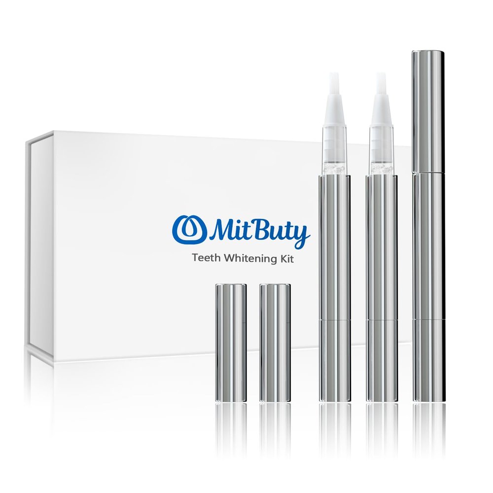 MitButy Teeth Whitening Pen 3-Pack Instant Stain Removal Teeth Whitening Gel, Gentle & Effective Whitening for Coffee, Wine & Tea Stains, Portable & Easy-to-Use for a Brighter Smile