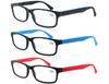 MODFANS Reading Glasses 1.25 Men Women 3 Pack,Rectangular Clear Lens Comfort Spring Hinge Eyeglasses,Stylish Lightweight Plastic Readers with Pouch Black-Blue-Red view 1