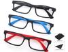 MODFANS Reading Glasses 1.25 Men Women 3 Pack,Rectangular Clear Lens Comfort Spring Hinge Eyeglasses,Stylish Lightweight Plastic Readers with Pouch Black-Blue-Red view 2