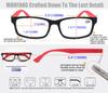 MODFANS Reading Glasses 1.25 Men Women 3 Pack,Rectangular Clear Lens Comfort Spring Hinge Eyeglasses,Stylish Lightweight Plastic Readers with Pouch Black-Blue-Red view 3