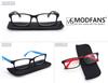 MODFANS Reading Glasses 1.25 Men Women 3 Pack,Rectangular Clear Lens Comfort Spring Hinge Eyeglasses,Stylish Lightweight Plastic Readers with Pouch Black-Blue-Red view 4