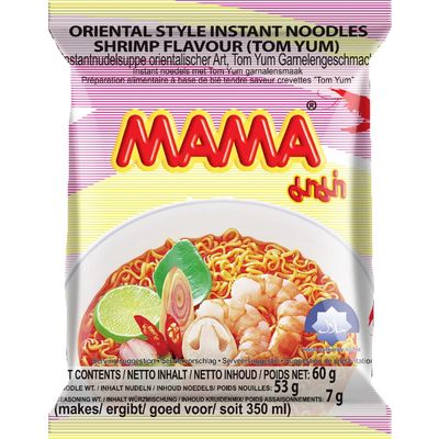 Mama Tom Yum Shrimp Instant Noodles, 60 g (Pack of 30)