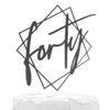 NANASUKO 40th Birthday Cake Topper - forty - with Modern Geometric Frame - Double Sided Black Glitter - Premium Quality Made in USA - Black Glitter view 1