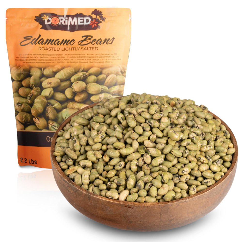 Edamame beans 1 Kg, roasted, lightly salted, gluten free, rich in protein, suitable for snacks and dietary meals, GMO-FREE,2.2 Lbs, Dorimed