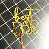 BinaryABC Cake Toppers, Father's Day Decorations, 5Pcs - Best Dad Ever, Goldern Acrylic view 2
