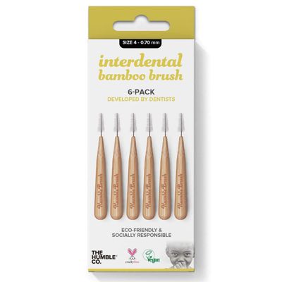 Humble Interdental Brush Bamboo - Brushes - Size 4-0.70 mm - Yellow - Pack of 4 (4 x 6 pcs.)