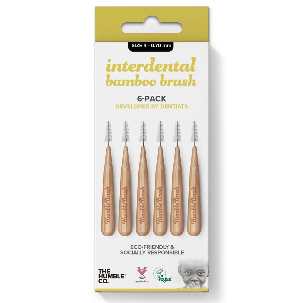Humble Interdental Brush Bamboo - Brushes - Size 4-0.70 mm - Yellow - Pack of 4 (4 x 6 pcs.)