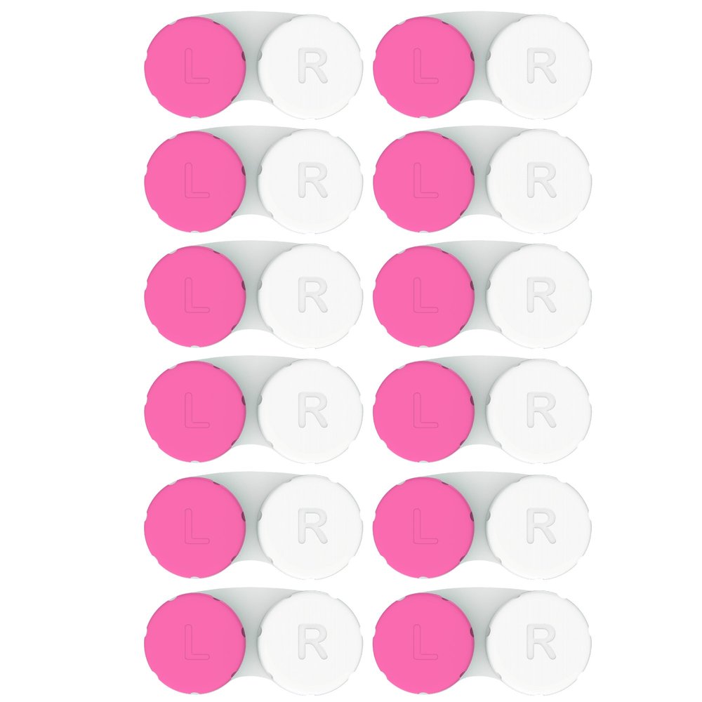 Axim USA Contact Lens Cases 12 Pack. One Year Supply. Protect Your Eyes by Changing Your Contact Lens Case Monthly. CE (Pink01)
