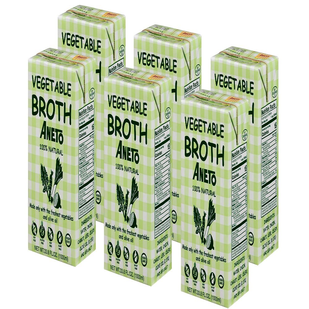 Aneto 100% Natural Vegetable Broth- 1L (6 Pack)