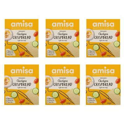 Amisa Organic Gluten Free Chick Pea Crispbread 120 g (Pack of 6)