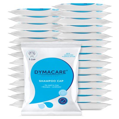 DYMACARE No Rinse Shampoo Cap | Rinse Free Shower Cap that Shampoos & Conditions | pH Balanced, Microwaveable, Waterless Hair Wash | 30 Caps