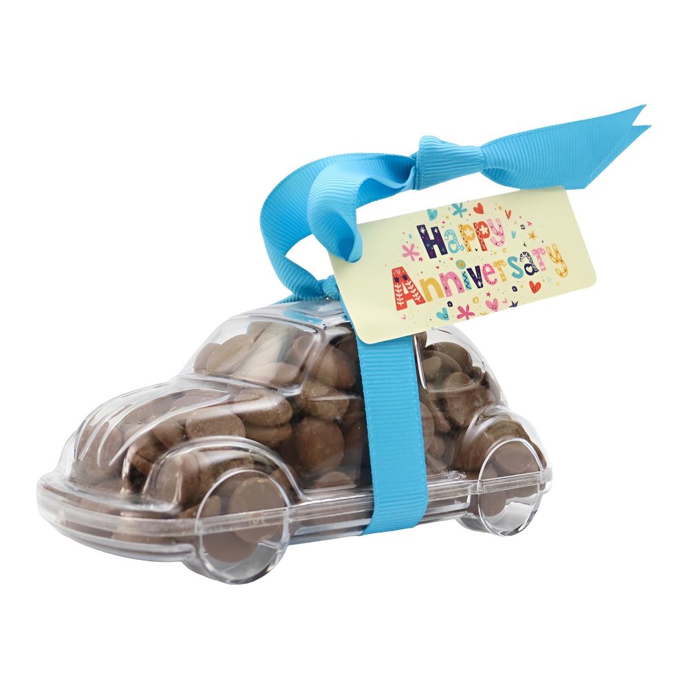 ButtonChocs Anniversary Chocolate Car - Happy Anniversary. Belgian Milk Chocolate Car Gift.