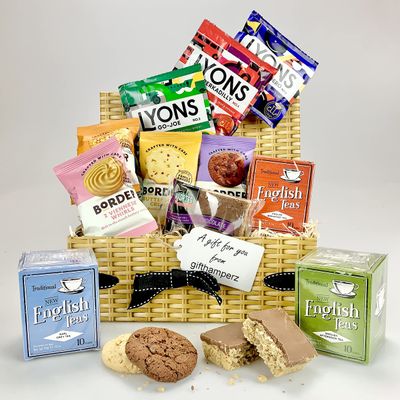 Luxury Tea Coffee Biscuits Food Hamper Wicker Effect Gift
