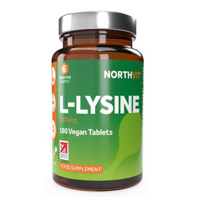 L-Lysine 1000mg High Strength Tablets  180 Vegan Tablets (6 Month Supply) | Essential Amino Acid for Normal Growth & Muscle Turnover | Made in The UK | Northumbria Health