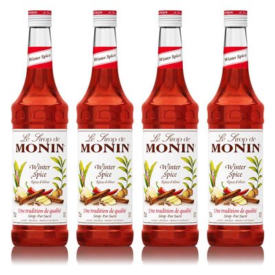 Monin Winter Spice Coffee & Cocktail Syrup Glass Bottle 700ml (4 Bottles, No Pumps)