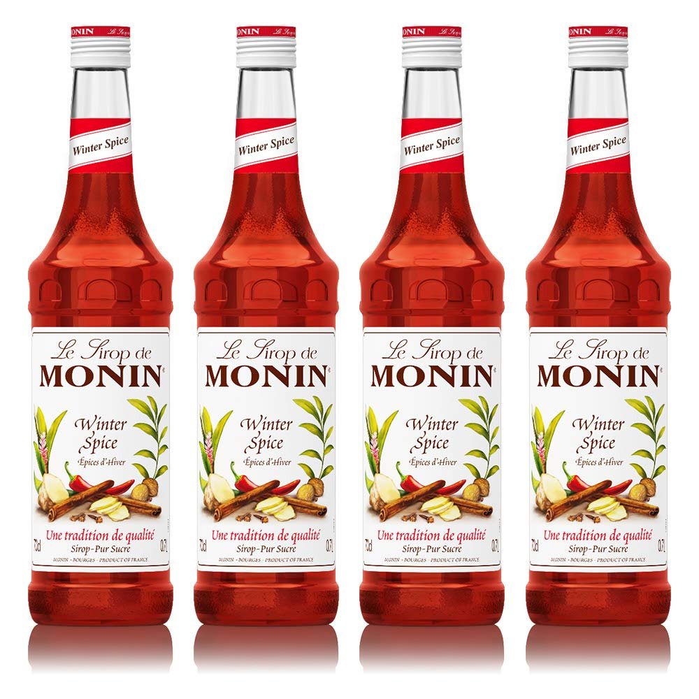 Monin Winter Spice Coffee & Cocktail Syrup Glass Bottle 700ml (4 Bottles, No Pumps)