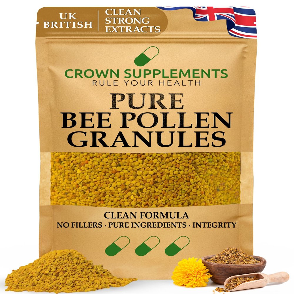 Pure Bee Pollen Granules Raw |Clean Honey Bee Supplements | Crown Supplements UK (1KG)