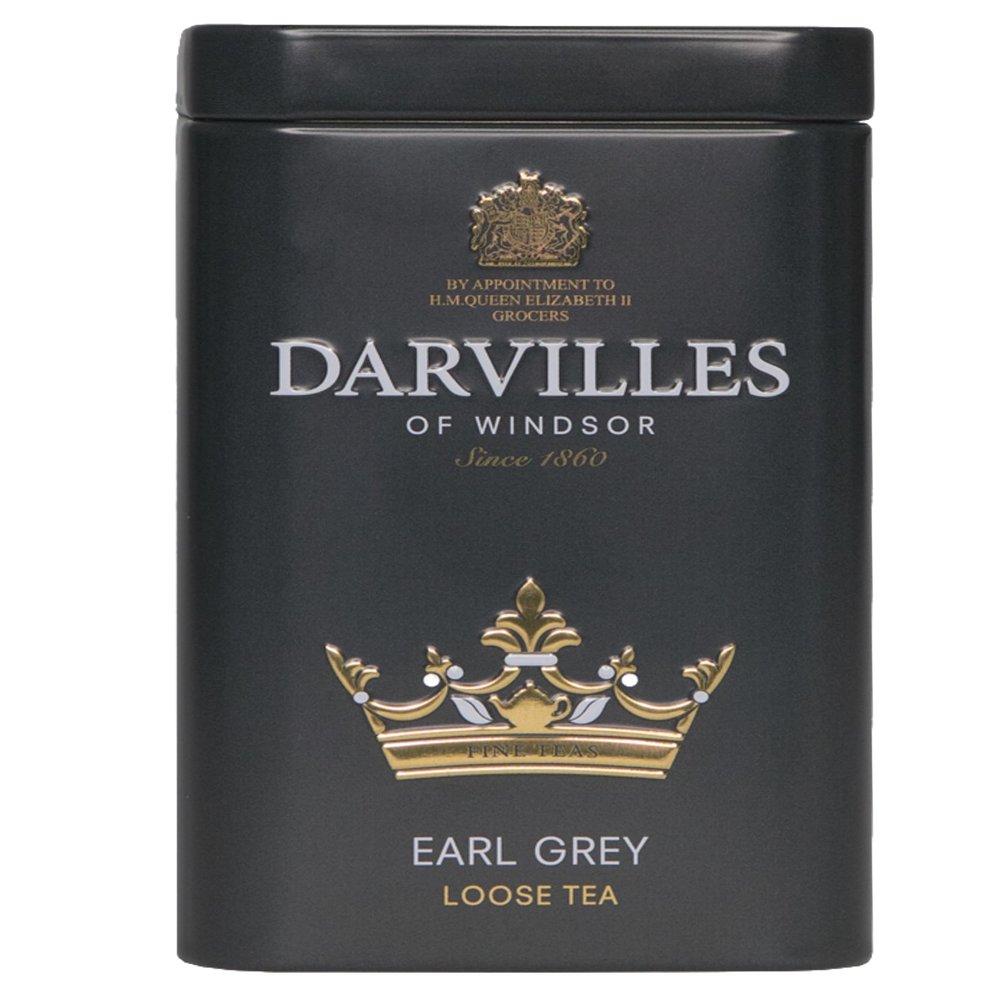 DARVILLES of WINDSOR - 100g Tin of EARL GREY Loose Leaf Black Tea - Importers, Blenders & Packers of Fine Teas & Infusions since 1860 - (1 x 100g Caddy Tin)