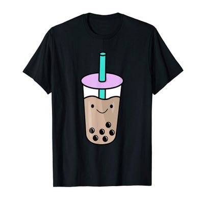Kawaii Bubble Tea Cartoon Boba Milk Tea T-Shirt