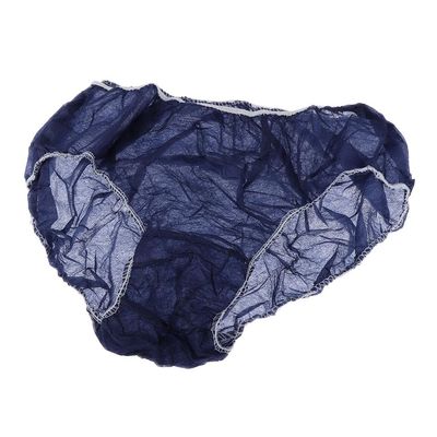 50 Pieces Premium Disposable Underwear Unisex, Breathable Travel Panties, Briefs for SPA, Waxing, Tanning, Postpartum - Plus Size - Navy & White - Blue