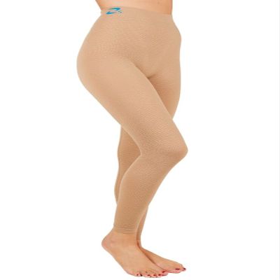 CzSalus Summer time Lipedema, Lymphedema support slimming lighter weight medium compression leggings (L, Skin)