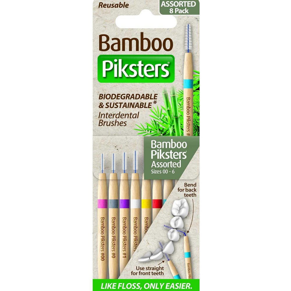 Bamboo Piksters Interdental Brushes | Variety Pack | 8 Pack