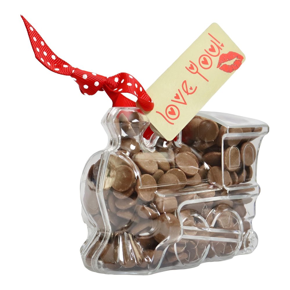 ButtonChocs Valentines Chocolate Train - Love You. Belgian Milk Chocolate Valentines Gift.