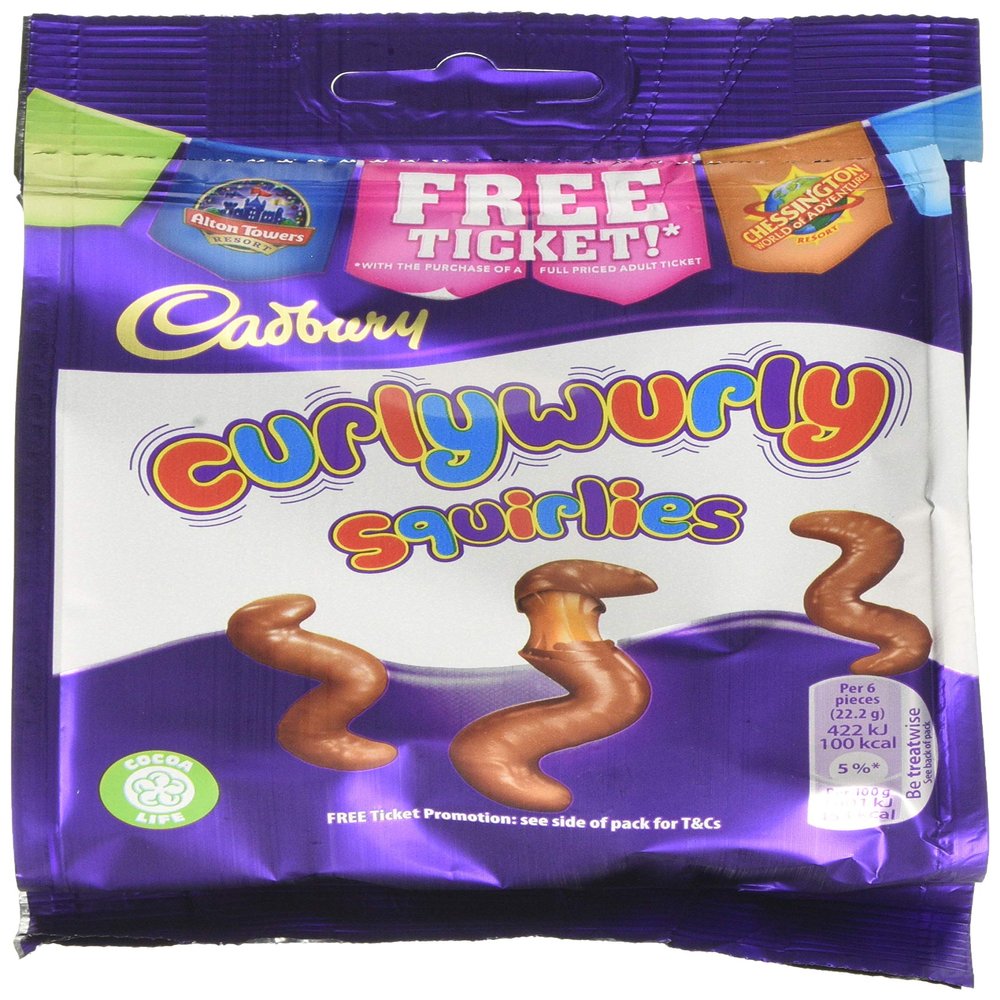 cadbury Curly Wurly Squirlies Chocolate Bag 95 g - Pack of 10