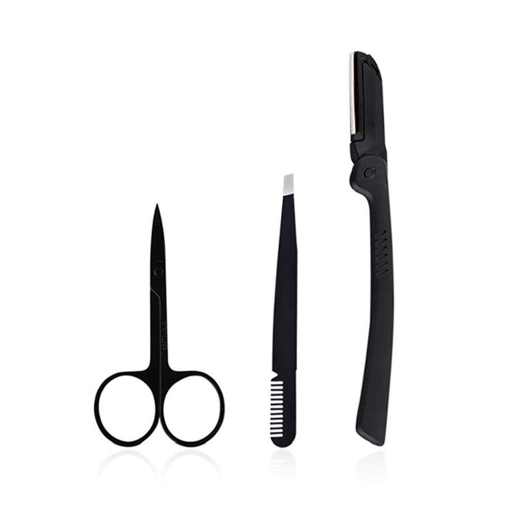 3PCS Eyebrow Grooming Kit Stainless Steel Tweezers Scissors Eyebrow Comb With Matte Finish Eyebrow Shaping Kit Trimming Tools For Men And Women