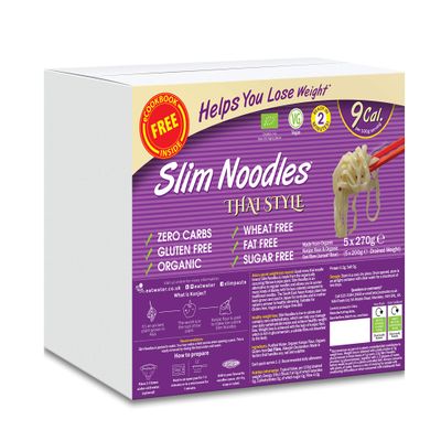 Eat Water Slim Pasta Zero Carbohydrate Enviro| Made from Organic Konjac Flour | Keto Paleo Diet and Vegan | Zero Sugar, Low Calorie Food Thai Style 270 g (Pack of 5),