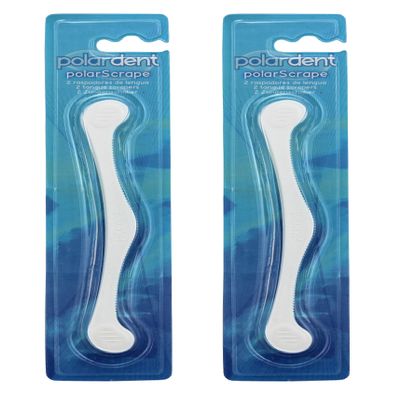 2 x Polarscrape tongue cleaner against bad breath for fresh breath, oral hygiene, antibacterial function (white).