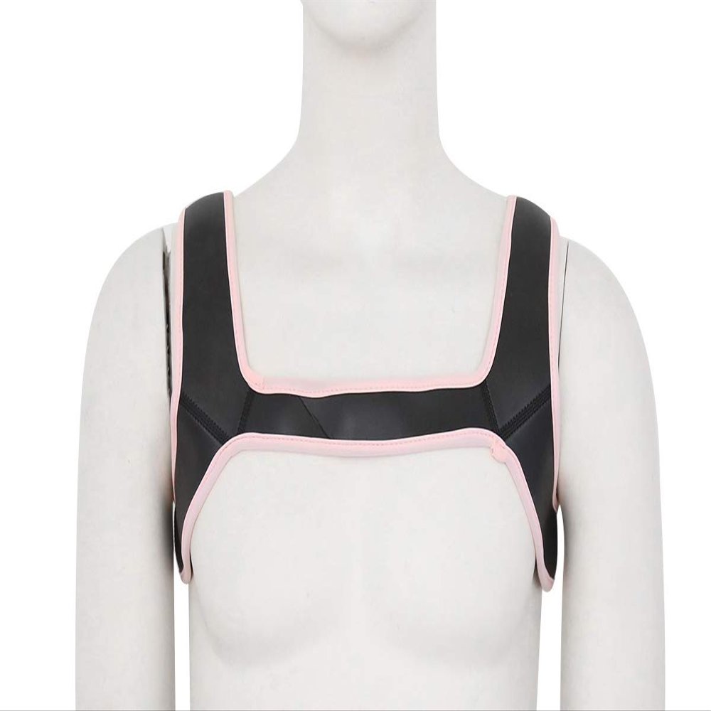 HOT DREAM Mens Neoprene Custom Harness Shoulder Strap Muscles Protector Adjustable Club Wear Costume (Hot Pink, L)